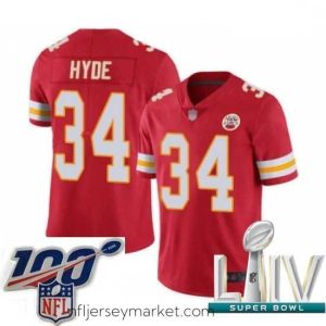 Superb 2020 Super Bowl LIV Kansas City Chiefs #34 Carlos Hyde Red Team Color Vapor Untouchable Limited Player Football Jersey