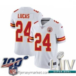 Gorgeous 2020 Super Bowl LIV Nike Kansas City Chiefs #24 Jordan Lucas White Vapor Untouchable Limited Player NFL Jersey
