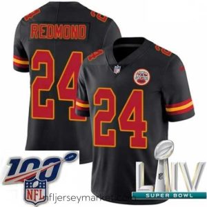 Gorgeous 2020 Super Bowl LIV Nike Kansas City Chiefs #24 Will Redmond Limited Black Rush Vapor Untouchable NFL Jersey