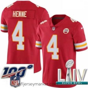 Gorgeous 2020 Super Bowl LIV Nike Kansas City Chiefs #4 Chad Henne Red Team Color Vapor Untouchable Limited Player NFL Jersey