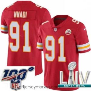 Irresistible 2020 Super Bowl LIV Nike Kansas City Chiefs #91 Derrick Nnadi Red Team Color Vapor Untouchable Limited Player NFL Jersey