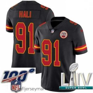 Premium 2020 Super Bowl LIV Nike Kansas City Chiefs #91 Tamba Hali Limited Black Rush Vapor Untouchable NFL Jersey