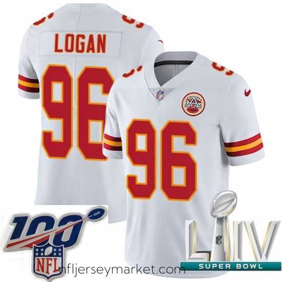 Top notch 2020 Super Bowl LIV Nike Kansas City Chiefs #96 Bennie Logan White Vapor Untouchable Limited Player NFL Jersey