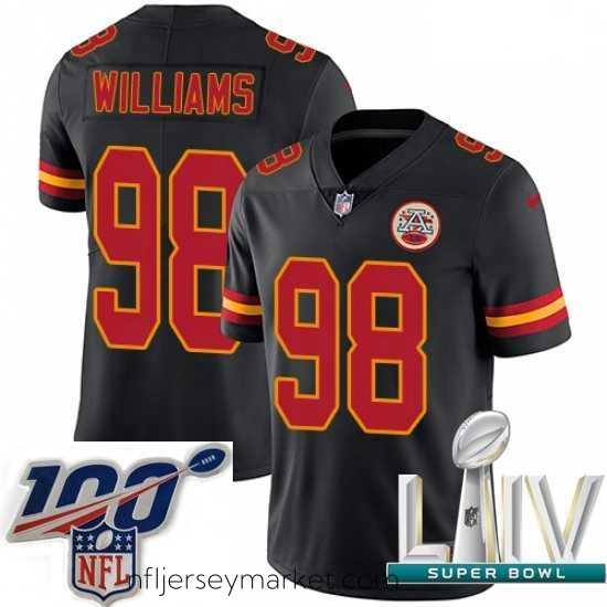 Irresistible 2020 Super Bowl LIV Nike Kansas City Chiefs #98 Xavier Williams Limited Black Rush Vapor Untouchable NFL Jersey