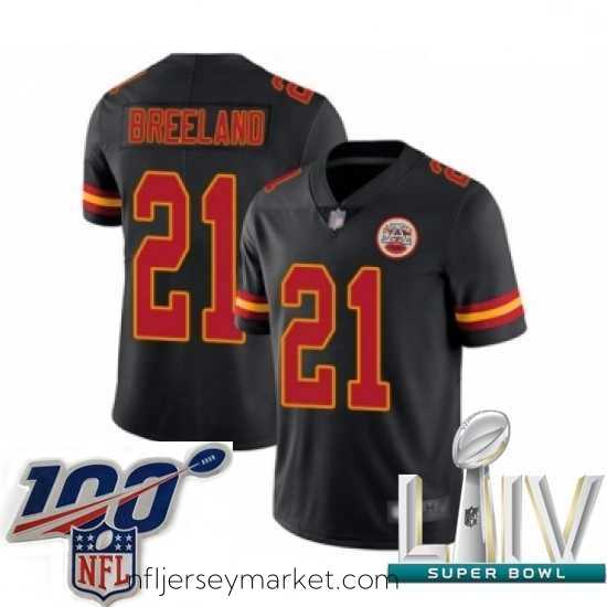 Top notch 2020 Super Bowl LIV Kansas City Chiefs #21 Bashaud Breeland Limited Black Rush Vapor Untouchable Football Jersey