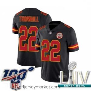 Alluring 2020 Super Bowl LIV Kansas City Chiefs #22 Juan Thornhill Limited Black Rush Vapor Untouchable Football Jersey