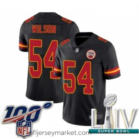 Top notch 2020 Super Bowl LIV Kansas City Chiefs #54 Damien Wilson Limited Black Rush Vapor Untouchable Football Jersey