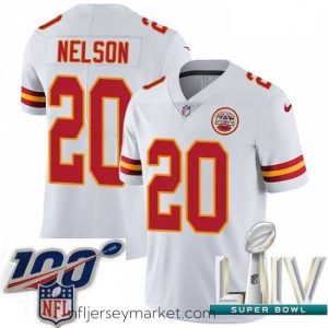 Stunning 2020 Super Bowl LIV Nike Kansas City Chiefs #20 Steven Nelson White Vapor Untouchable Limited Player NFL Jersey