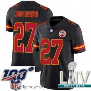 Alluring 2020 Super Bowl LIV Nike Kansas City Chiefs #27 Larry Johnson Limited Black Rush Vapor Untouchable NFL Jersey