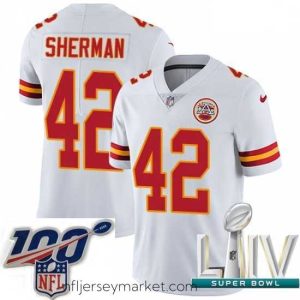 Alluring 2020 Super Bowl LIV Nike Kansas City Chiefs #42 Anthony Sherman White Vapor Untouchable Limited Player NFL Jersey