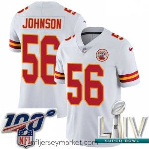 Top notch 2020 Super Bowl LIV Nike Kansas City Chiefs #56 Derrick Johnson White Vapor Untouchable Limited Player NFL Jersey