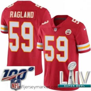 Stunning 2020 Super Bowl LIV Nike Kansas City Chiefs #59 Reggie Ragland Red Team Color Vapor Untouchable Limited Player NFL Jersey