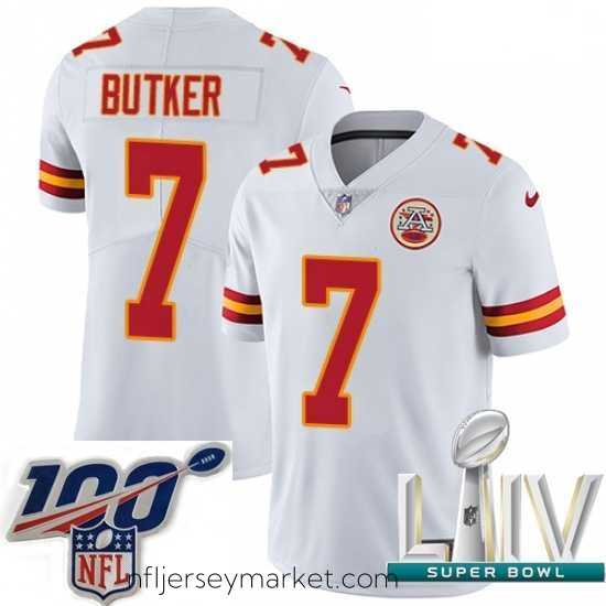 Magnificent 2020 Super Bowl LIV Nike Kansas City Chiefs #7 Harrison Butker White Vapor Untouchable Limited Player NFL Jersey