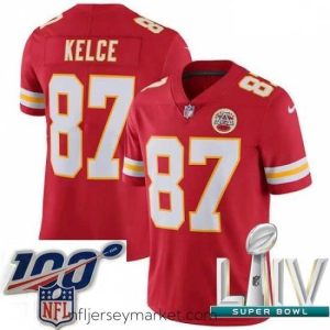 Stunning 2020 Super Bowl LIV Nike Kansas City Chiefs #87 Travis Kelce Red Team Color Vapor Untouchable Limited Player NFL Jersey