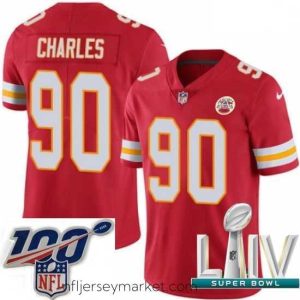 Premium 2020 Super Bowl LIV Nike Kansas City Chiefs #90 Stefan Charles Red Team Color Vapor Untouchable Limited Player NFL Jersey