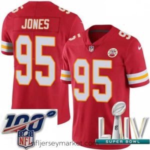 Exquisite 2020 Super Bowl LIV Nike Kansas City Chiefs #95 Chris Jones Red Team Color Vapor Untouchable Limited Player NFL Jersey