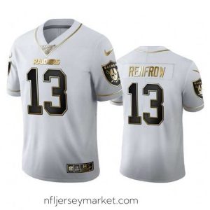 Alluring Las Vegas Raiders 13 Hunter Renfrow Nike White Golden Edition Vapor Limited NFL 100 Jersey