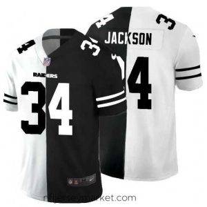 Premium Las Vegas Raiders 34 Bo Jackson Black V White Peace Split Nike Vapor Untouchable Limited NFL Jersey