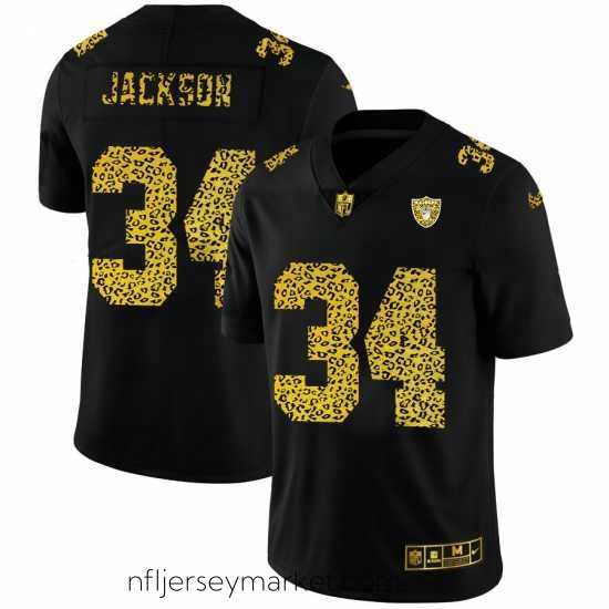 Luxurious Las Vegas Raiders 34 Bo Jackson Nike Leopard Print Fashion Vapor Limited NFL Jersey Black