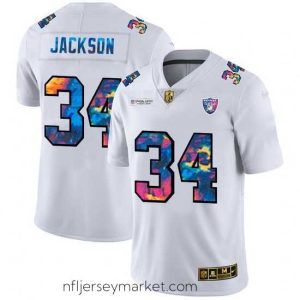Luxurious Las Vegas Raiders 34 Bo Jackson White Nike Multi Color 2020 NFL Crucial Catch Limited NFL Jersey