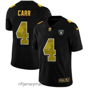 Luxurious Las Vegas Raiders 4 Derek Carr Black Nike Golden Sequin Vapor Limited NFL Jersey
