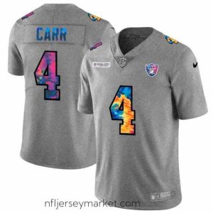 Gorgeous Las Vegas Raiders 4 Derek Carr Nike Multi Color 2020 NFL Crucial Catch NFL Jersey Greyheather