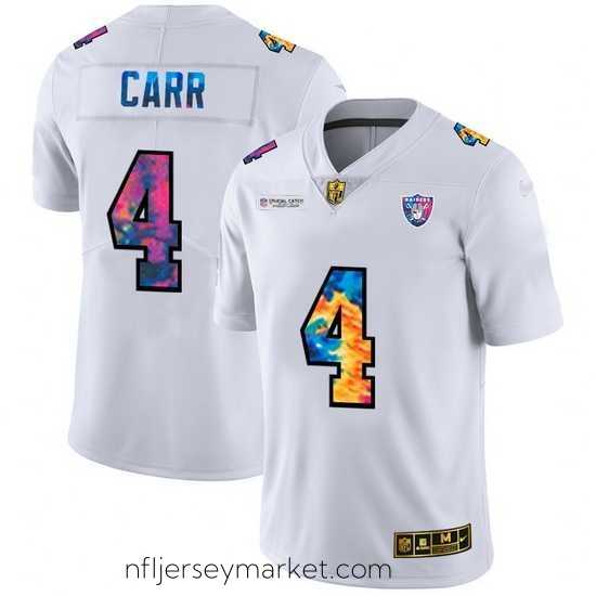 Superb Las Vegas Raiders 4 Derek Carr White Nike Multi Color 2020 NFL Crucial Catch Limited NFL Jersey