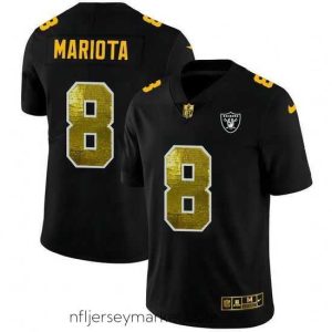 Alluring Las Vegas Raiders 8 Marcus Mariota Black Nike Golden Sequin Vapor Limited NFL Jersey