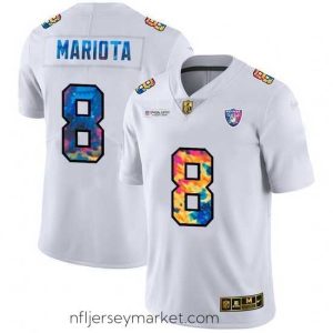 Alluring Las Vegas Raiders 8 Marcus Mariota White Nike Multi Color 2020 NFL Crucial Catch Limited NFL Jersey