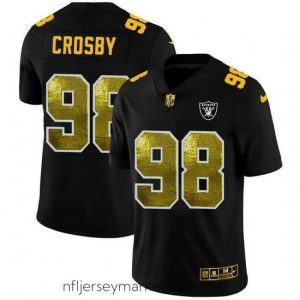 Magnificent Las Vegas Raiders 98 Maxx Crosby Black Nike Golden Sequin Vapor Limited NFL Jersey