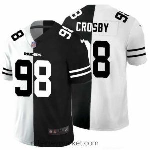 Top notch Las Vegas Raiders 98 Maxx Crosby Black V White Peace Split Nike Vapor Untouchable Limited NFL Jersey