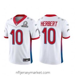 Gorgeous 2022 NFL Pro Bowl Los Angeles Chargers #10 Justin Herbert AFC White Jersey