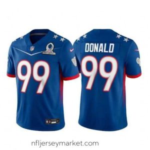 Luxurious 2022 NFL Pro Bowl Los Angeles Rams #99 Aaron Donald NFC Blue Jersey