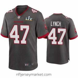 Gorgeous John Lynch Buccaneers Pewter Super Bowl Lv Game Jersey