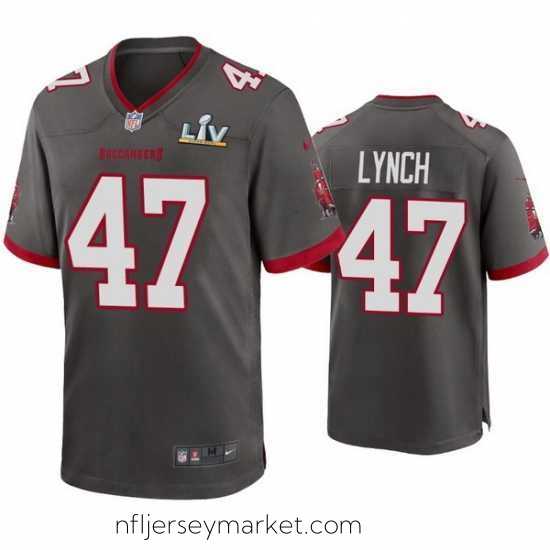 Gorgeous John Lynch Buccaneers Pewter Super Bowl Lv Game Jersey