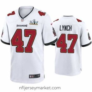Gorgeous John Lynch Buccaneers White Super Bowl Lv Game Jersey