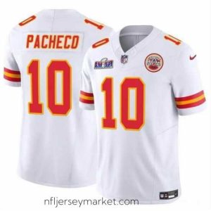 Exquisite Kansas City Chiefs 10 Isiah Pacheco White 2023 F.U.S.E  Vapor Untouchable Limited Stitched 2024 Super Bowl LVIII Jersey