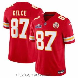 Luxurious Kansas City Chiefs 87 Travis Kelce Red 2023 F.U.S.E  Vapor Untouchable Limited Stitched 2024 Super Bowl LVIII Jersey