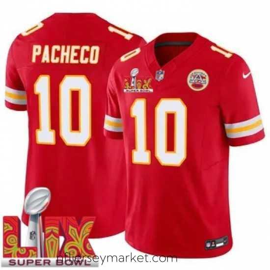 Gorgeous Kansas City Chiefs Isiah Pacheco #10 Red 2024 2025 Super Bowl LIX F.U.S.E Stitched Jersey