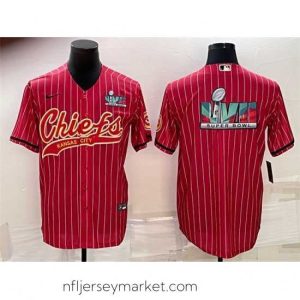 Alluring Kansas City Chiefs Red With Super Bowl LVII Big Logo Cool Base Stitched Baseball JerseyS
