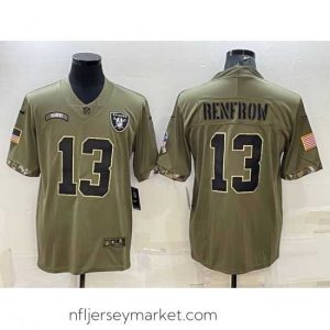 Premium Las Vegas Raiders 13 Hunter Renfrow 2022 Olive Salute To Service Limited Stitched Football Jersey