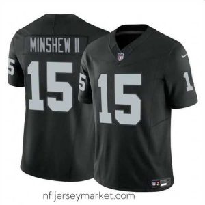 Premium Las Vegas Raiders 15 Gardner Minshew II Black 2024 F.U.S.E Stitched Football Jersey