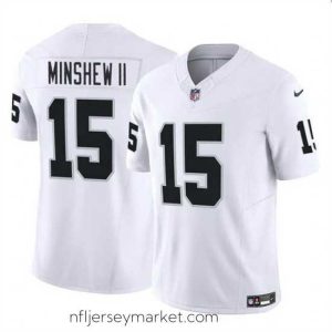 Stunning Las Vegas Raiders 15 Gardner Minshew II White 2024 F.U.S.E Stitched Football Jersey
