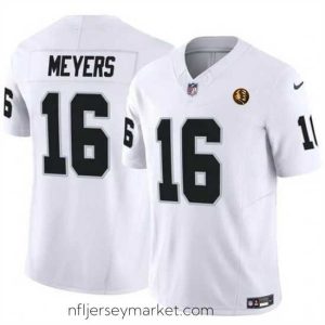 Irresistible Las Vegas Raiders 16 Jakobi Meyers White 2023 F.U.S.E  With John Madden Patch Vapor Limited Stitched Football Jersey