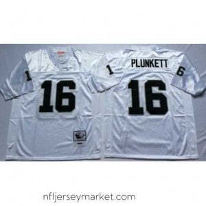 Magnificent Las Vegas Raiders 16 Jim Plunkett White M&N Throwback Jersey