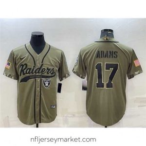 Superb Las Vegas Raiders 17 Davante Adams 2022 Olive Salute To Service Cool Base Stitched Baseball Jersey