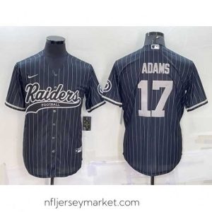 Stunning Las Vegas Raiders 17 Davante Adams Black With Patch Cool Base Stitched Baseball Jersey