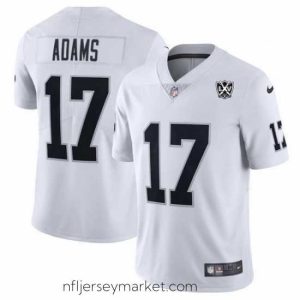 Top notch Las Vegas Raiders 17 Davante Adams White 2024 65th Anniversary Patch Vapor Stitched Football Jersey
