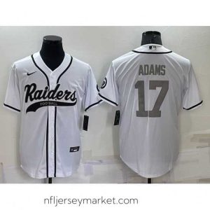 Premium Las Vegas Raiders 17 Davante Adams White Grey Cool Base Stitched Baseball Jersey