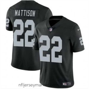 Stunning Las Vegas Raiders 22 Alexander Mattison Black 2024 Vapor Stitched Football Jersey